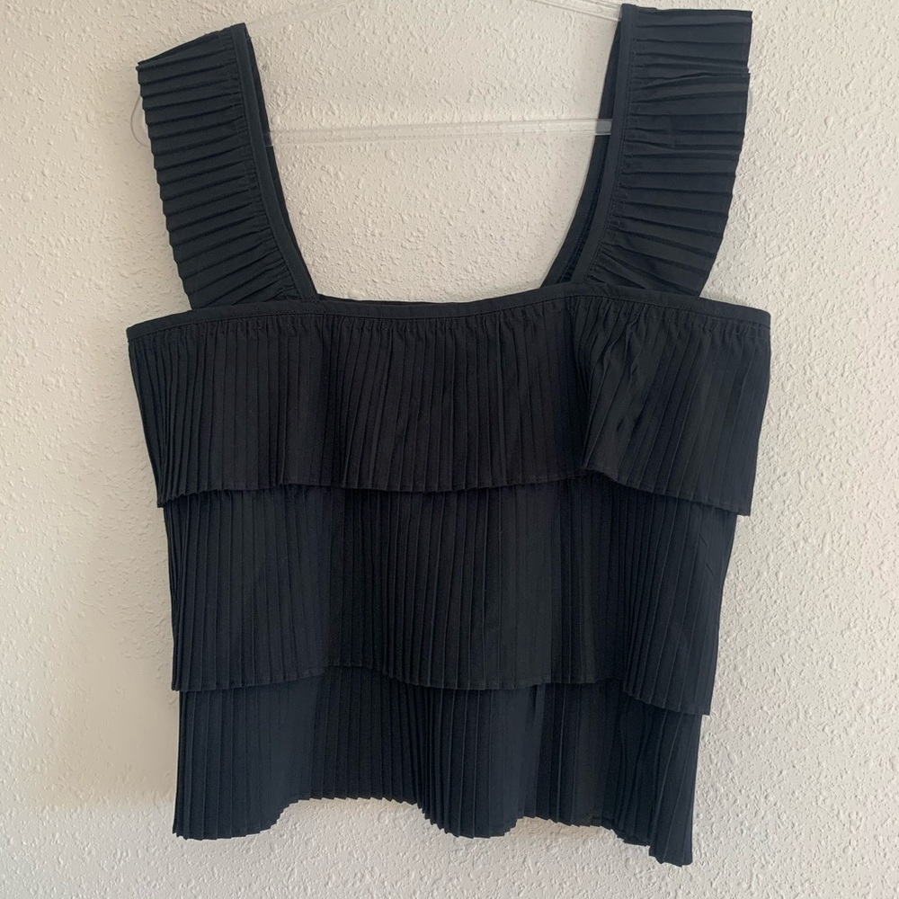 J. Crew Pleated Tank In Black